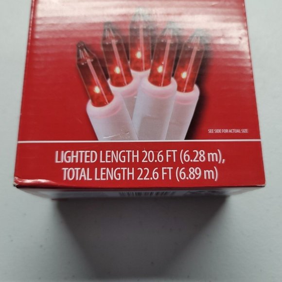 Holiday Time 100 Red Mini Lights White Wire New Open Box - Picture 8 of 11
